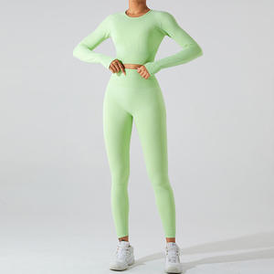 Wholesale Factory Direct Women Yoga Set Seamed Sportswear Gym Apparel Solid <b>Pattern</b> Breathable for - Product Image 2