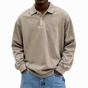 Custom Logo Vintage Washed Oversized Long Sleeve <b>Sweatshirt</b> <b>Plain</b> Basic Golf Style Streetwear Breathable <b>Sweatshirts</b> for Men - Product Image 3