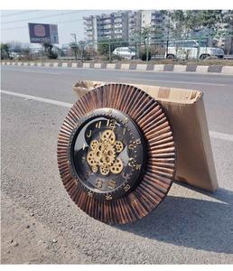 นาฬิกาแขวนผนังไม้ทำมือ ดีไซน์เกียร์หมุนแบบย้อนยุค นาฬิกาแขวนผนังตกแต่งสไตล์วินเทจ สำหรับตกแต่งบ้าน สำนักงาน ร้านกาแฟ - Product Image 3