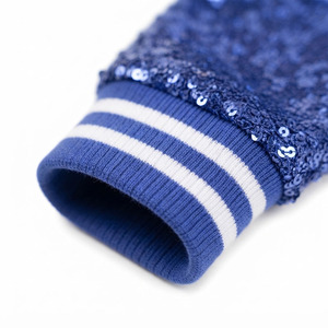 <b>Custom</b> Royal Blue Knitted 100% Cotton Varsity Cardigan Sequin Sleeves Embroidery Letter V Neck Button Front Logo Greek Sweater - Product Image 6