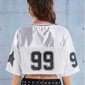 เสื้อฟุตบอลผู้หญิงสีขาว คอวี แขนสั้น ผ้าตาข่าย พิมพ์ลาย 3 มิติ ระบายอากาศได้ดี หมายเลข 99 สไตล์ทีม สำหรับผู้ใหญ่ - Product Image 2