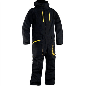 Combinaison de ski unisexe imperméable à blocs de couleur, à capuche, avec fermeture éclair, verte et blanche, isolée synthétiquement, pour adulte - Product Image 1