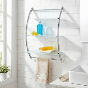 Estante de baño de metal cromado de vidrio de 3 niveles de alta calidad Estante de exhibición de almacenamiento doméstico de montaje en pared hecho en Taiwán a la venta en Shopee - Product Image 2