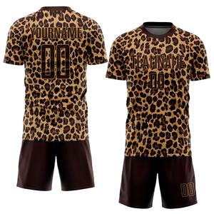 ชุดเสื้อฟุตบอลลายเสือดาวแบบกำหนดเอง พิมพ์ลายแบบ Sublimation ผ้าโพลีเอสเตอร์ 100% สำหรับผู้ใหญ่ ใส่ได้ทั้งชายและหญิง ระบายอากาศได้ดี แขนสั้น คอกลม - Product Image 1