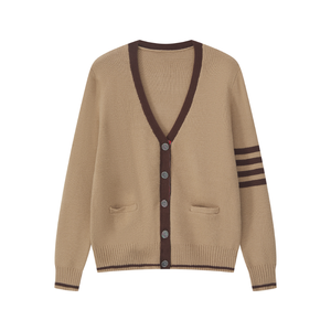 <b>Men's</b> V-neck <b>Cardigan</b> Knitted <b>Long</b> Sleeve Solid Color Button Closure Autumn Wear School Uniform Design Knitting School <b>Cardigan</b> - Product Image 1