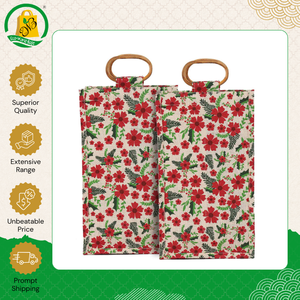 Bolsa de yute de la mejor calidad para dos botellas, resistente y fácil de transportar, con un bonito motivo impreso y asa de caña, hecha para fiestas navideñas, procedente de la India. - Product Image 6