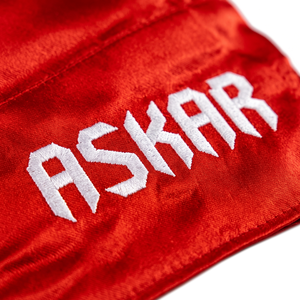 กางเกงมวยไทยสีแดง Askar สำหรับผู้ชาย ทรงปกติ พิมพ์ลายด้วยความร้อน ทนทาน ผลิตจากโพลีเอสเตอร์ แห้งเร็ว น้ำหนักเบา - Product Image 4