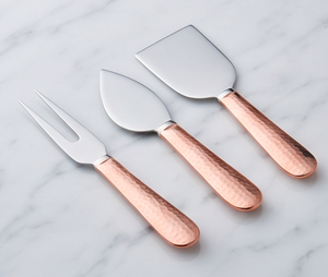 Ensemble de 3 couteaux à fromage avec manche en cuivre martelé et lame en acier inoxydable, outils à fromage pour la cuisine - Product Image 3
