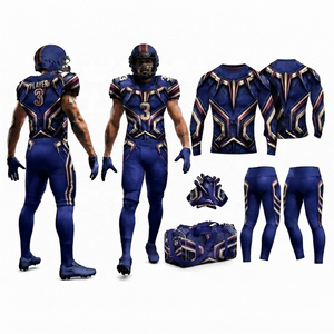 Conjunto de Uniforme de Fútbol Americano Sublimado con Patrón Negro, Compresión Transpirable, Absorbe la Humedad, Nombre del Equipo Personalizado, Camiseta, Pantalones, Guantes - Product Image 2