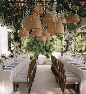 Large Rattan Decorative Lantern Wedding Reception Decor <b>Wicker</b> Pendant <b>Light</b> <b>Shade</b> Deep Dome Design Event Ceiling Lamp - Product Image 3