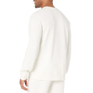 Sweat-shirt à col rond blanc pour homme, longueur intégrale, couleur unie, vêtement décontracté, 100% coton, respirant, coupe classique, style automne - Product Image 1