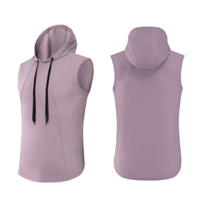 Vente en gros de débardeurs de sport pour hommes avec logo personnalisé, sans manches, à capuche, t-shirt de fitness, vêtements pour hommes 100% polyester - Product Image 3