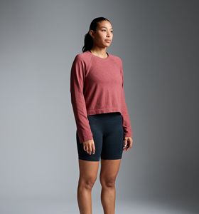 T-shirt Femme Manches Longues Col Rond Coton Extensible Décontracté Uni avec Écussons Coupe Slim de Haute Qualité - Product Image 2
