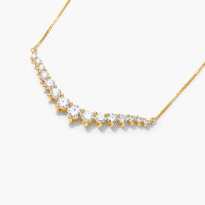 Women's Lab Grown Diamond Brilliant Cut <b>Necklace</b> 14K White Gold Graduated Curve Design IGI Certified Trendy Gift Jewelry Rhodium - Product Image 6