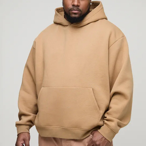 Sudadera con Capucha Extra Grande para Hombre, Color Sólido, Felpa de Algodón, Estilo Casual para Otoño, Diseño con Bolsillos, Corte Regular - Product Image 1