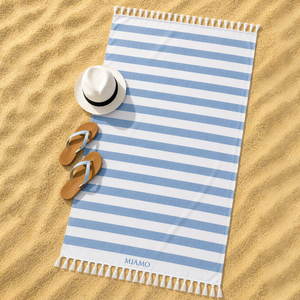 Serviette de plage Fouta la plus vendue, brodée avec des rayures teintes en fil, serviettes turques 100% coton, ensembles de serviettes Fouta personnalisables. - Product Image 1