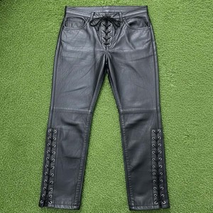 Pantalon en cuir de vachette pour homme et femme, avec logo OEM, bandes latérales, tendance, haute qualité, pour adulte. - Product Image 1