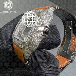 Reloj de Cristal de Lujo para Mujer Charm Jewels, Esfera Cuadrada, Movimiento de Cuarzo Analógico, Correa de Cuero, 38 mm, Joyería de Moda - Product Image 4