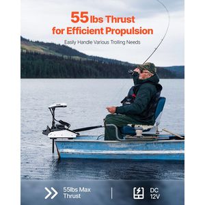 Motore Fuoribordo Elettrico a 10 Velocità per Acqua Salata, Montaggio a Prua, 55 libbre di Spinta, GPS, Telecomando LCD - Product Image 2