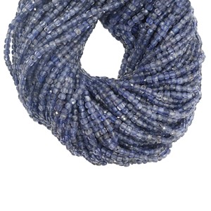 Perles de pierres précieuses en iolite bleue facettées de 4-5 mm en forme de boîte, brin de 13 pouces pour la fabrication de bijoux - Product Image 1