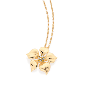 Collier pendentif fleur plaqué or 18 carats avec zircon cubique, chaîne en alliage romantique pour femme, bijou à porter au quotidien - Product Image 1
