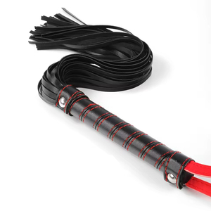 Black Rubber Whip With Red Cord And Textured Grip For <b>Equestrian</b> Training - Product Image 6
