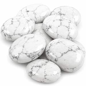 Natural White Howlite Palm <b>Stone</b> Polished Oval 6cm <b>Worry</b> <b>Stone</b> Healing Crystal Pocket <b>Stone</b> Meditation Reiki Feng Shui Wholesale - Product Image 2