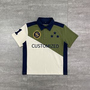 Polo Personalizado de Manga Corta para Hombre, Verde, Blanco y Azul Marino, Transpirable, Tejido, Diseño Casual, Logotipo Estampado en la Parte Delantera - Product Image 2