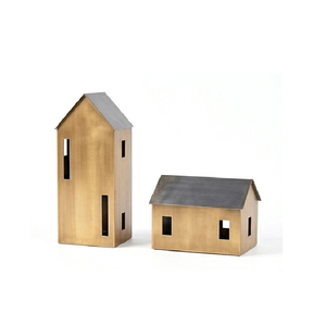 High Selling <b>Set</b> Of Two Candle Holder Vintage House Shaped Metal <b>Lantern</b> Tealight <b>Lantern</b> House Dining Room Table Decor Crafts - Product Image 1