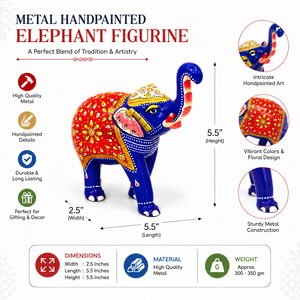 Handcrafted Traditional Metal Meenakari <b>Elephant</b> Figurine | Eco-Friendly Blue Indian Statue for Home Decor & <b>Gifting</b> - Product Image 5