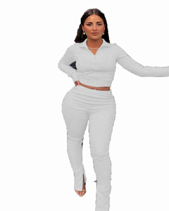 Conjunto de Sudadera Corta con Cremallera y Pantalones Ajustados, Ropa Deportiva Personalizada y Elegante para Mujer - Product Image 4