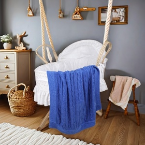 Unisex Purity Cashmere Yarn Blanket Soft Warm Oval Newborn Baby Blanket Plain Rib Knitted Wearable Throws Home Travel <b>Shawls</b> - Product Image 3