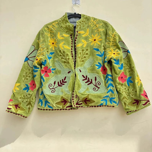Trendy Top Product Suzani Floral Embroidery Jacket Cropped Hippie <b>Coat</b> Women Winter Warm Outerwear Wholesale Price - Product Image 1