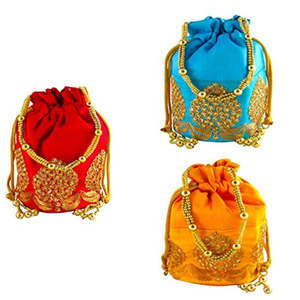 Pochette de Soirée Mariage Tendance pour Femme, Sac de Mariée de Luxe, Fermeture Éclair Unique, Plaqué Or, Soie, Design Personnalisé, Fournisseur Inde - Product Image 1