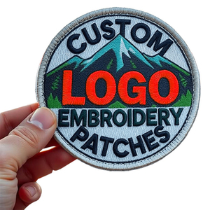 Custom Round Embroidered Woven Fabric Patches Badges Iron On <b>Sew</b> On Logo Patches for Uniform Apparel OEM Wholesale Bulk - Product Image 2