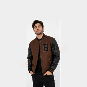 Chaquetas Varsity Letterman de Talla Personalizada, Cuerpo de Lana, Mangas de Cuero Genuino, Ropa de Invierno, Chaqueta Varsity para Hombre Elegante y con Estilo - Product Image 5