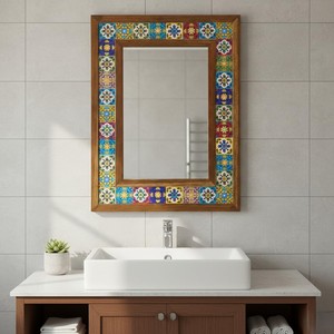 Acacia Wood Terrazzo <b>Mirror</b> Wholesale | Modern Statement Wall <b>Mirror</b> India - Product Image 5
