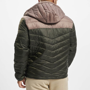 Men's Hooded Puffer <b>Jacket</b> Color Blocking Windproof Polyester Winter Casual <b>Slim</b> <b>Fit</b> Zipper Closure - Product Image 3