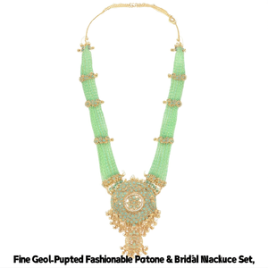Elegante Juego de Collar de Novia con Piedras de Pota y Perlas, Bañado en Oro Fino - Product Image 2