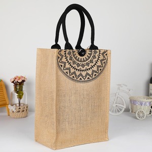 Stylish Jute Shopping <b>Handbag</b> Large Capacity Two Open Handles Natural Fiber Reusable Tote for Grocery Shopping Beach Trips - Product Image 3