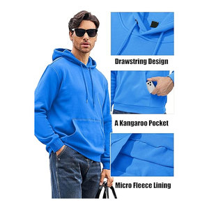 Hooded <b>Mens</b> 100% Cotton Hoodies <b>Pullover</b> Oversized Casual Top Batwing Sleeve Fleece Sweater Heavyweight Streetwear Winter - Product Image 2