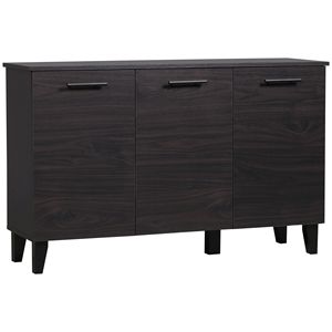 Credenza con Ripiani Regolabili in Noce Scuro per Sala da Pranzo, Stile Rustico, Soggiorno, Bar, in Legno e Vetro - Product Image 1