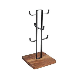 Retro Metal Mug Holder Stand With Curved Hooks For Kitchen Countertop <b>Storage</b> Rack Single Tier Durable Design - Product Image 3