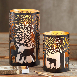 Forest Luminary <b>Small</b> Black Iron <b>Candle</b> Holders for Pillar Tealight & Votive <b>Candles</b> Christmas & Gifting <b>Candle</b> Votive Holders - Product Image 1