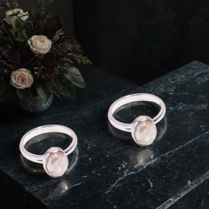 แหวนเงินสเตอร์ลิงสำหรับทุกเพศทำด้วยมือแหวนเพชรมุกอัญมณี925รูปไข่สไตล์ชาติพันธุ์วิทยาสำหรับงานแต่งงานงานปาร์ตี้ - Product Image 2