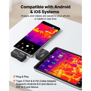Caméra thermique à objectif macro haute résolution 512 x 384, fréquence de rafraîchissement 25 Hz, compatible avec Android et iOS - Product Image 4