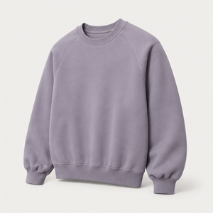 เสื้อสเวตเชิ้ตคอกลมสองชั้นทรงหลวมสำหรับผู้ชาย สีเทาลาเวนเดอร์ รุ่น Cloud-Soft Fleece MCRW-0027 ปรับแต่งได้ - Product Image 3