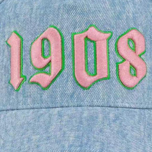 AKA <b>Light</b> Denim 1908 Snapback <b>Hat</b> <b>Light</b> Blue Denim Color Embroidered Adjustable Baseball Cap Unisex Casual Fashion - Product Image 6