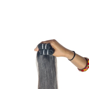 Vente en gros Remy cuticule alignée vendeur vierge couleur noire faisceaux droits Machine double trame cheveux humains temple indien - Product Image 6