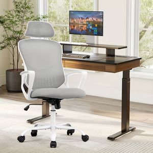 Mesh Ergonomic <b>Office</b> Chair Adjustable Flip-up Arms Headrests Comfortable Lumbar Support for Home <b>Office</b> <b>Computer</b> Desk Chair - Product Image 2